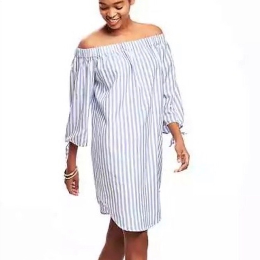 Striped off shoulder dress